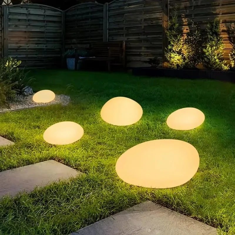 Solar Garden Lights Outdoor Pebble Shape