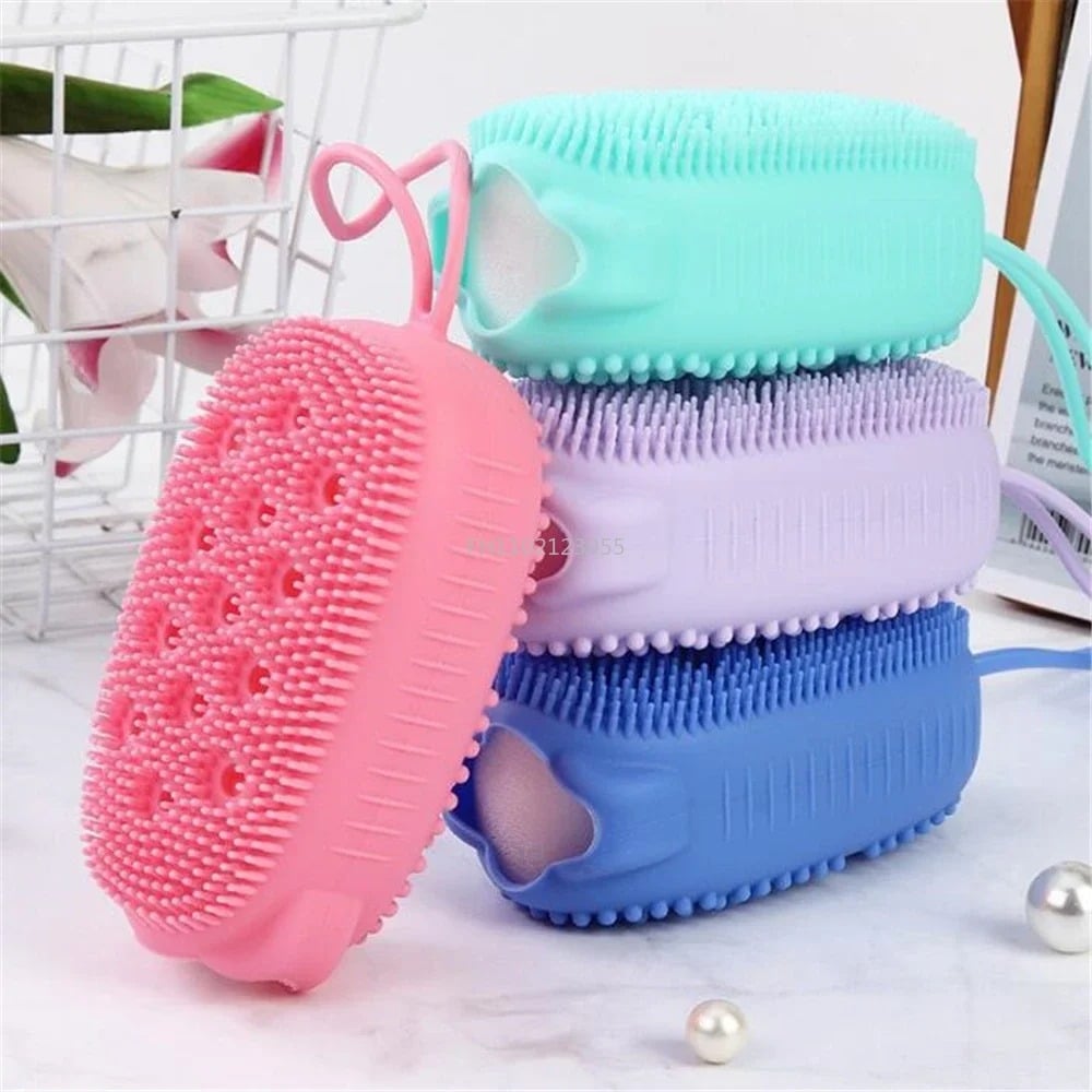 Silicone Body Scrubber Bath Sponge - 2 in 1 Exfoliating Body Brush