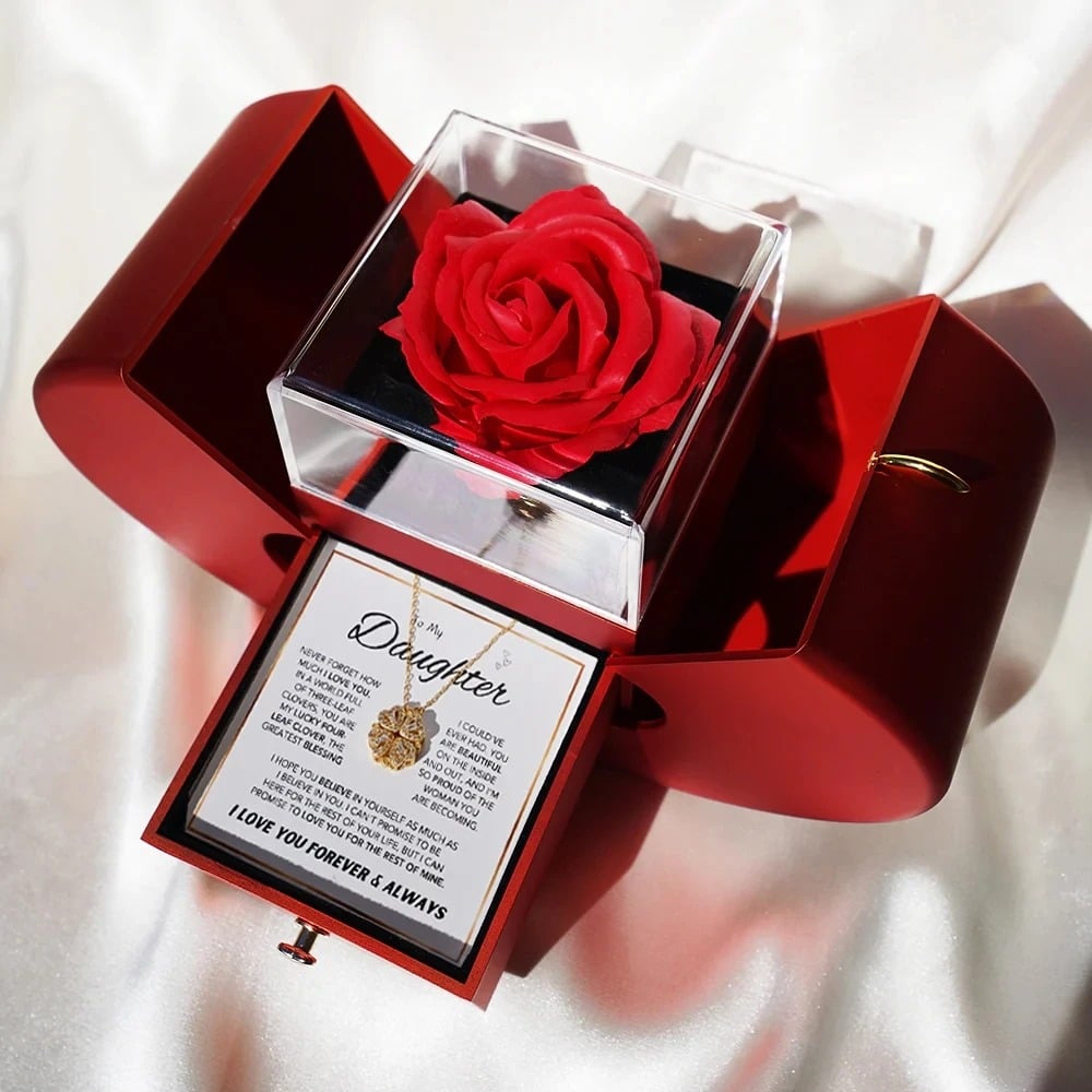 Daughter’s Lucky Clover Necklace & Forever Rose